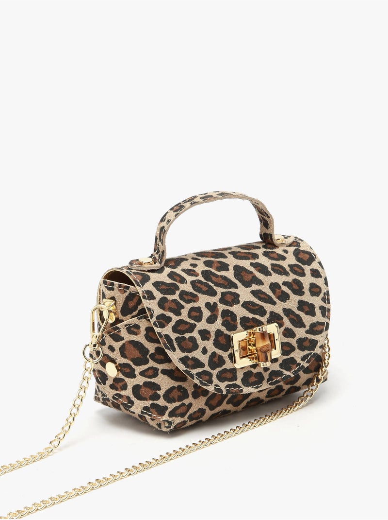 Sac bandoulière velvet leopardo cuir milano cuir de vachette Noir Marron - Kiabi