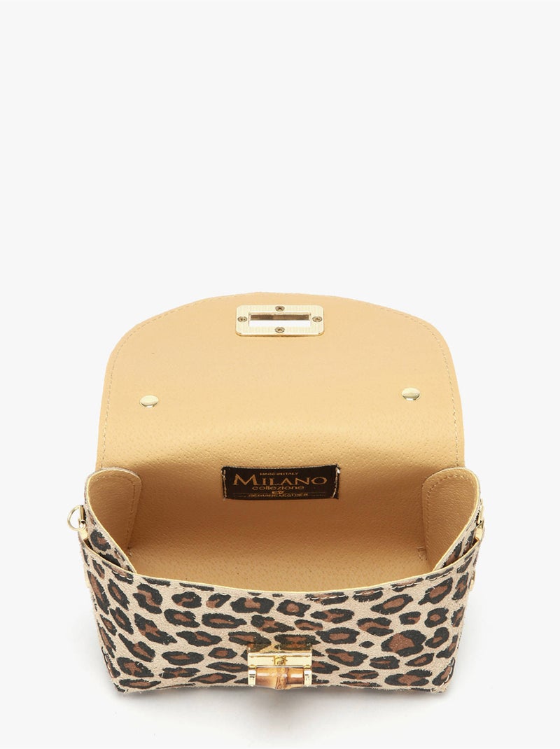 Sac bandoulière velvet leopardo cuir milano cuir de vachette Noir Marron - Kiabi