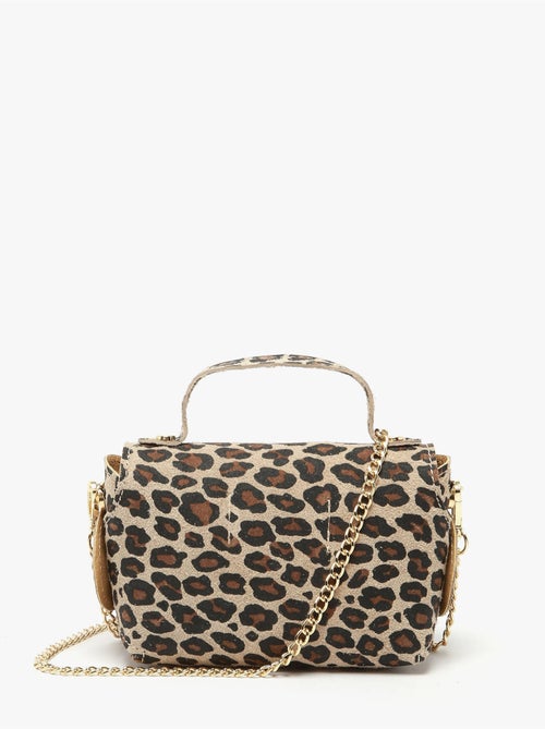 Sac bandoulière velvet leopardo cuir milano cuir de vachette - Kiabi