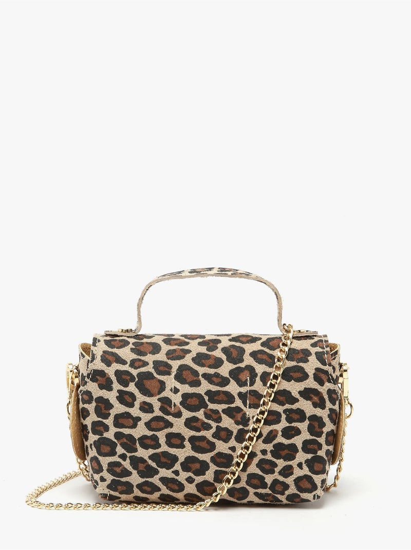 Sac bandoulière velvet leopardo cuir milano cuir de vachette Noir Marron - Kiabi