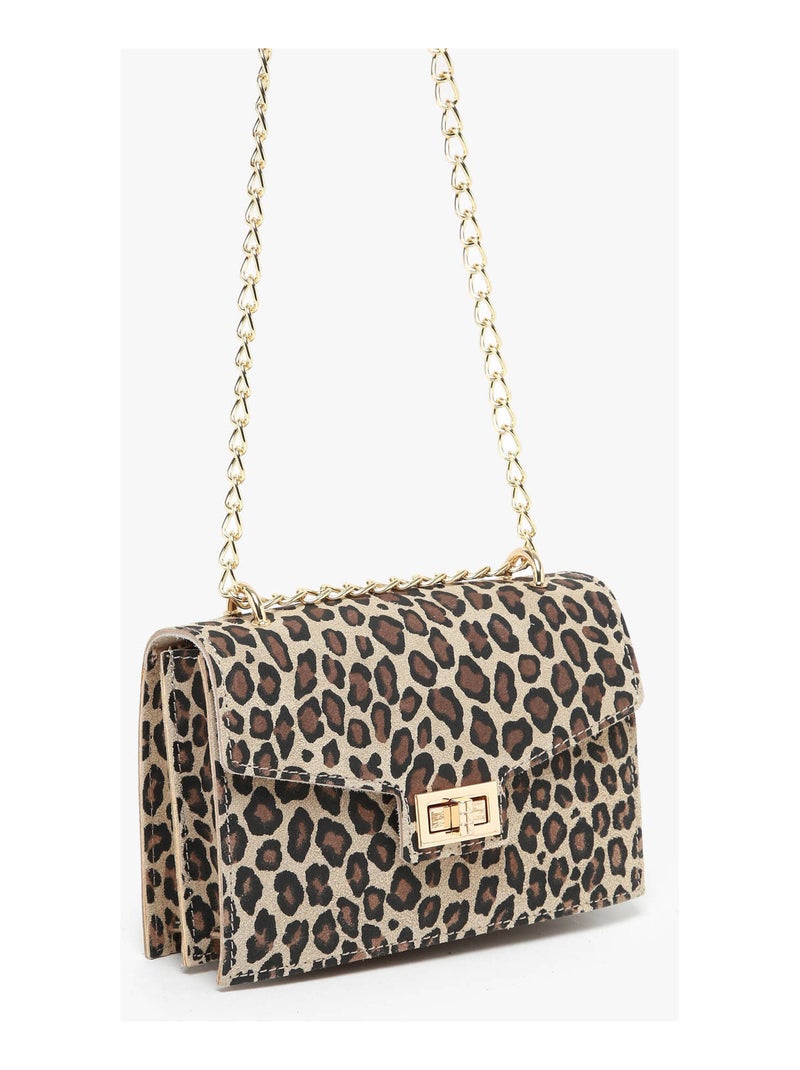 Sac Bandoulière Velvet Leopardo Cuir Milano Cuir De Vachette Taupe - Kiabi
