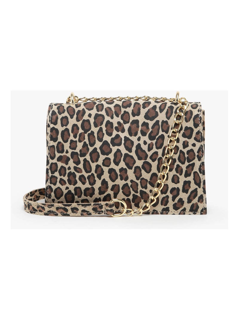 Sac Bandoulière Velvet Leopardo Cuir Milano Cuir De Vachette Taupe - Kiabi