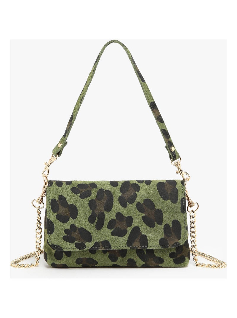 Sac Bandoulière Velvet Leopardo Cuir Milano Cuir De Vachette Vert pistache - Kiabi