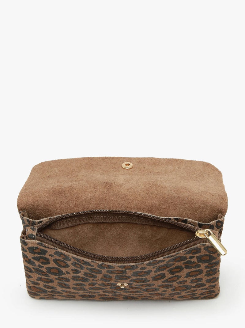 Sac Bandoulière Velvet Leopardo Milano Cuir De Vachette Taupe - Kiabi