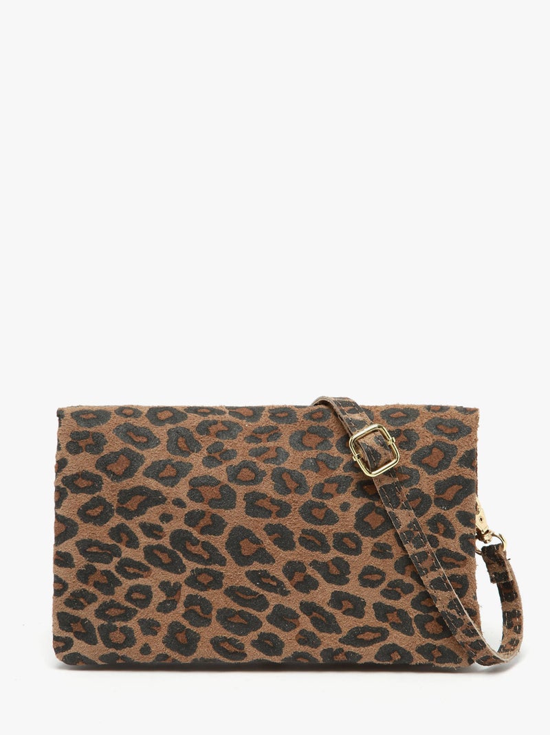 Sac Bandoulière Velvet Leopardo Milano Cuir De Vachette Taupe - Kiabi
