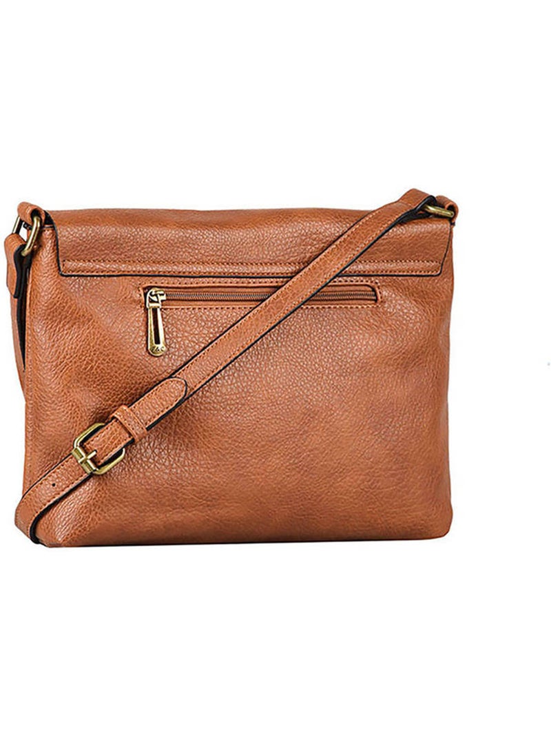 Sac bandouliere vintage flora & co toile enduite Camel - Kiabi