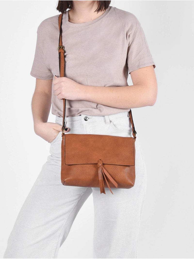 Sac bandouliere vintage flora & co toile enduite Camel - Kiabi