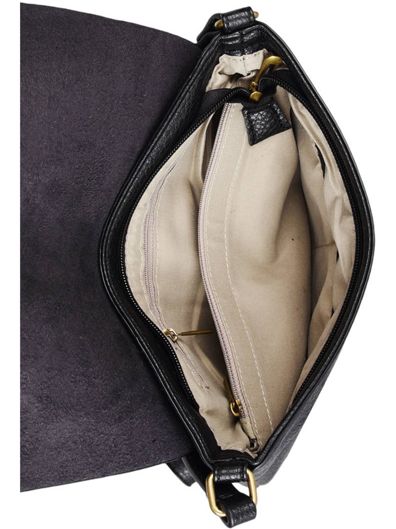 Sac bandouliere vintage flora & co toile enduite Noir Noir - Kiabi