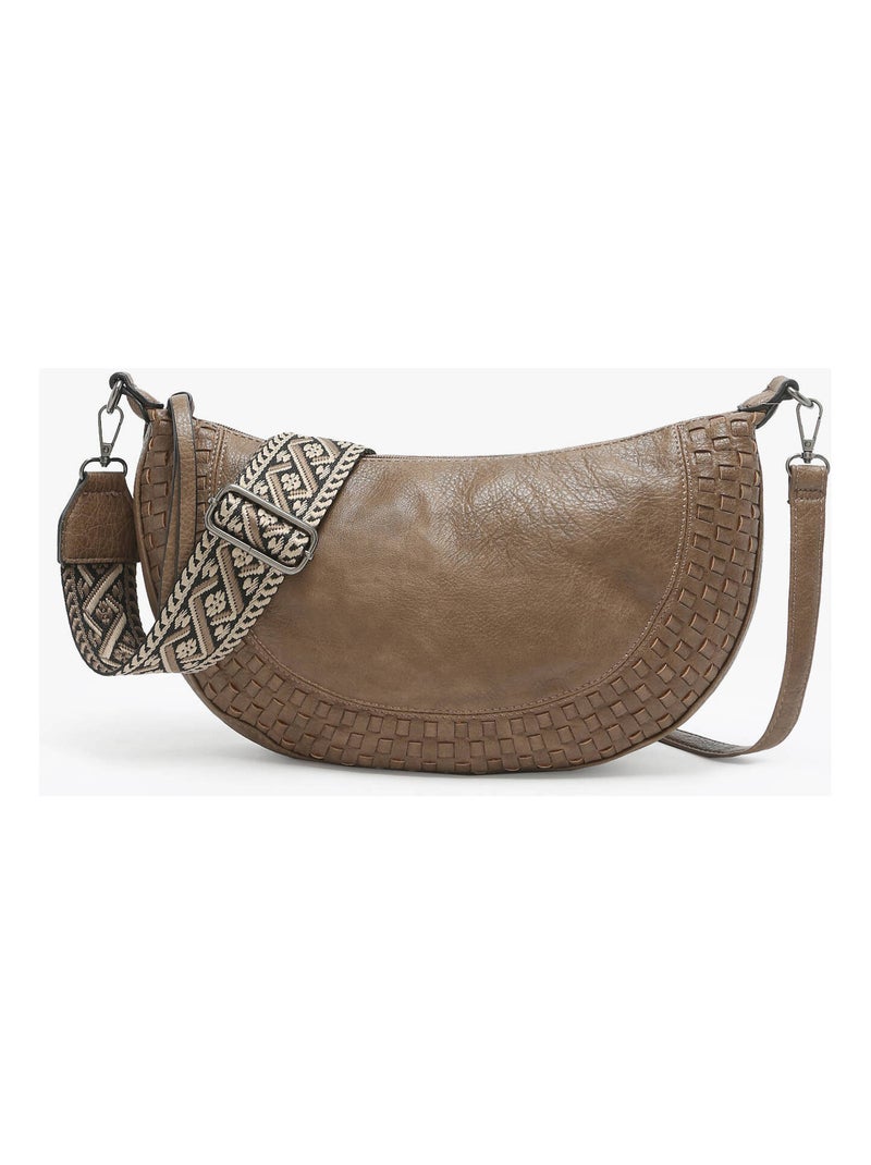 Sac Bandoulière Winter Tresse Miniprix Toile Enduite Taupe - Kiabi