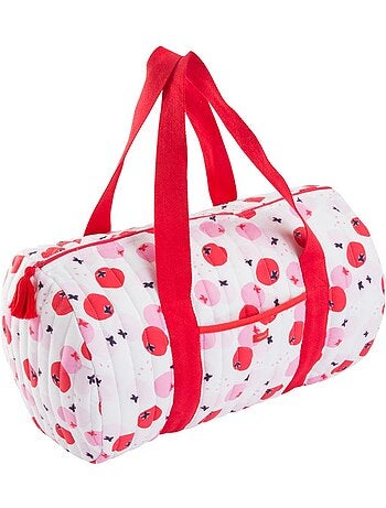 Sac bowling Catimini à motif pomme - 100% Coton - Rose et Blanc