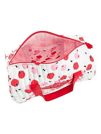 Sac bowling Catimini à motif pomme - 100% Coton - Rose et Blanc