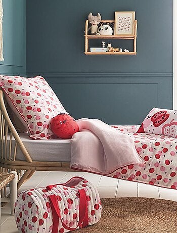 Sac bowling Catimini à motif pomme - 100% Coton - Rose et Blanc