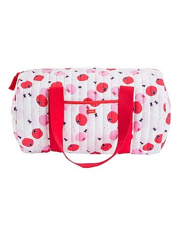 Sac bowling Catimini à motif pomme - 100% Coton - Rose et Blanc