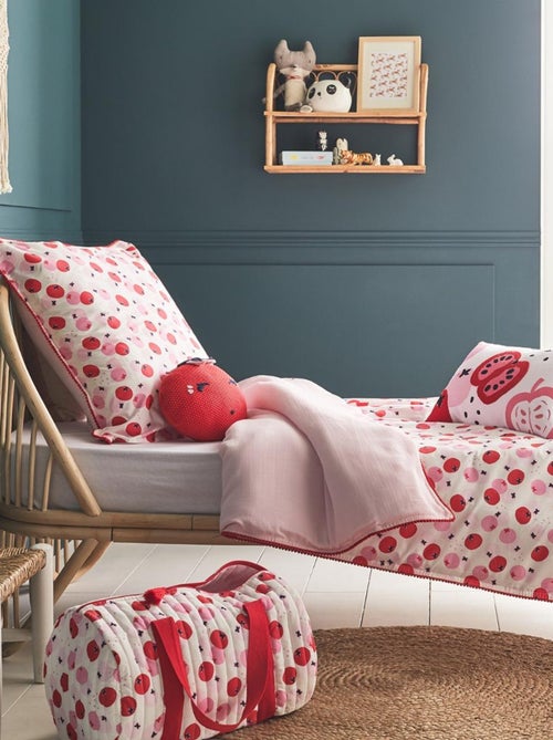 Sac bowling Catimini à motif pomme - 100% Coton - Rose et Blanc - Kiabi