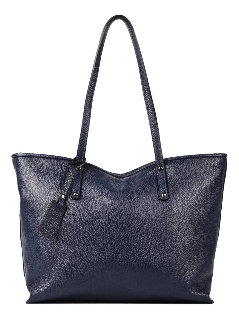 Sac Cabas A4 Caviar Cuir Milano Cuir De Vachette Bleu nuit - Kiabi