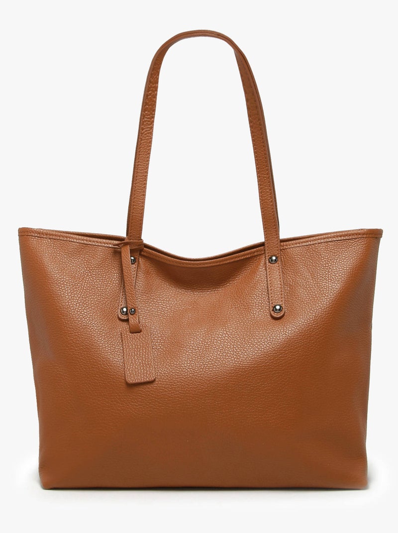 Sac Cabas A4 Caviar Cuir Milano Cuir De Vachette Marron tabac - Kiabi