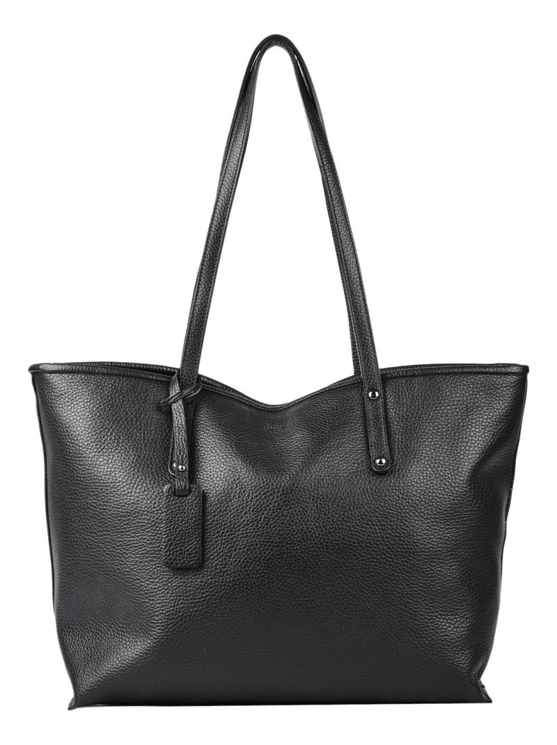 Sac Cabas A4 Caviar Cuir Milano Cuir De Vachette Noir Noir - Kiabi