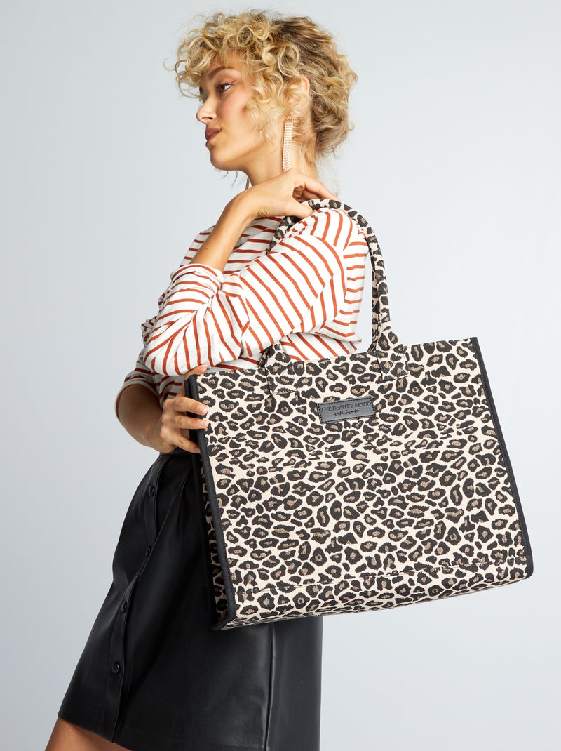 Sac cabas avec imprimé Marron - Kiabi