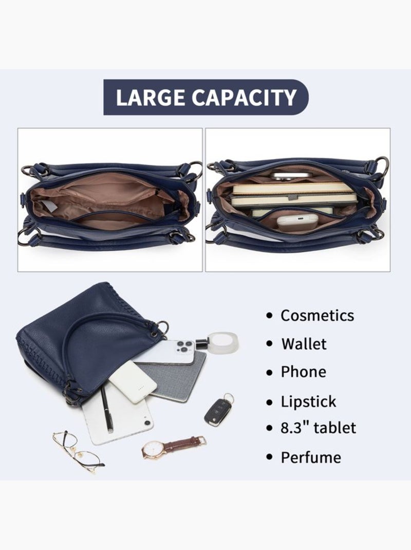 Sac cabas bandoulière minimaliste 3 poches - miss lulu Bleu - Kiabi