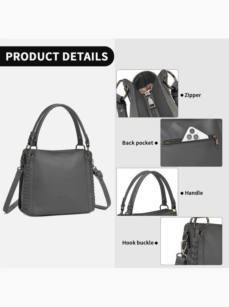 Sac cabas bandoulière minimaliste 3 poches - miss lulu Gris - Kiabi