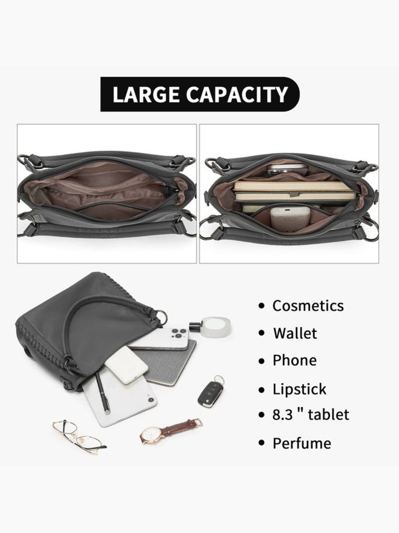 Sac cabas bandoulière minimaliste 3 poches - miss lulu Gris - Kiabi