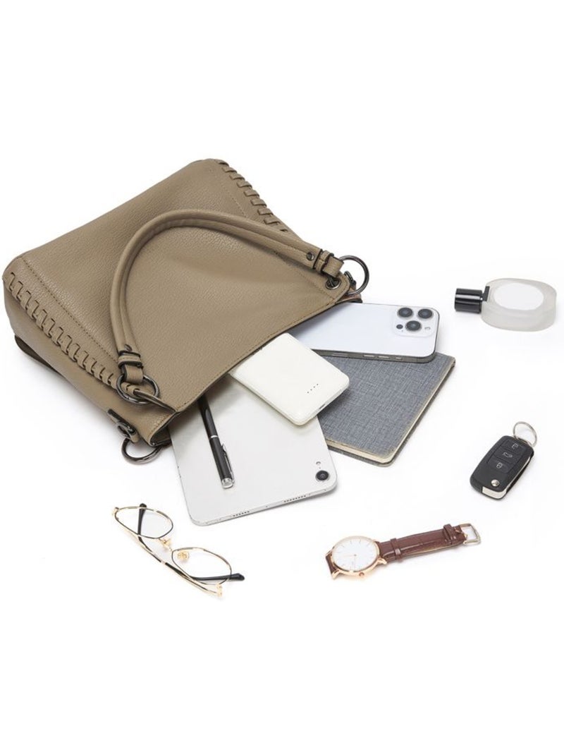 Sac cabas bandoulière minimaliste 3 poches - miss lulu Kaki - Kiabi