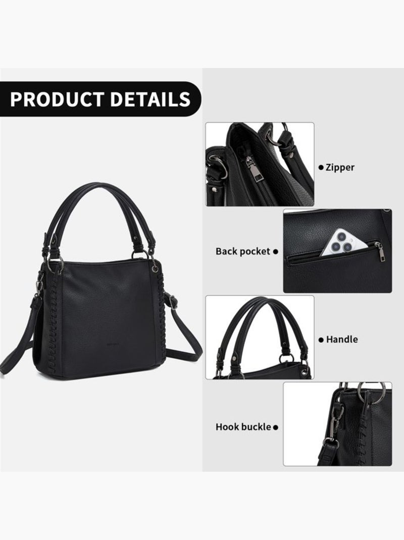 Sac cabas bandoulière minimaliste 3 poches - miss lulu Noir - Kiabi
