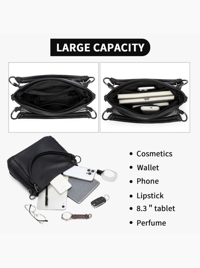 Sac cabas bandoulière minimaliste 3 poches - miss lulu Noir - Kiabi