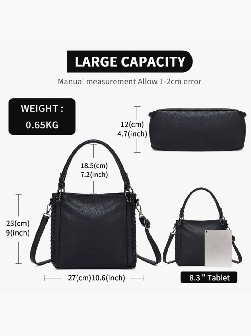 Sac cabas bandoulière minimaliste 3 poches - miss lulu Noir - Kiabi