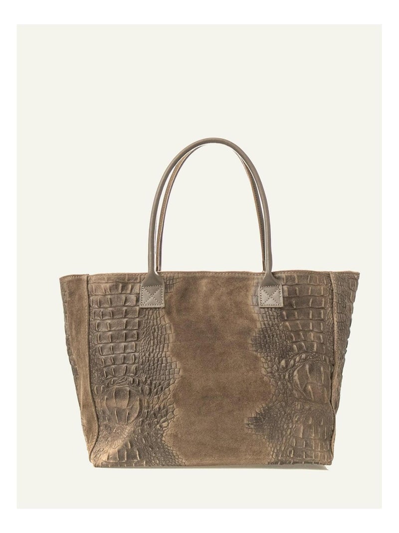 Sac cabas cuir croco DL-ALICE Gris - Kiabi