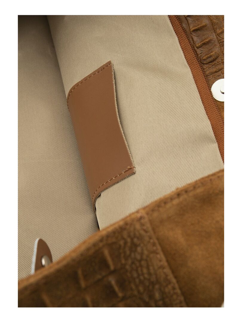 Sac cabas cuir croco DL-ALICE Marron caramel - Kiabi