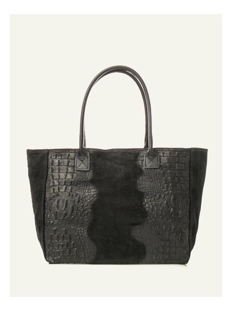 Sac cabas cuir croco DL-ALICE Noir - Kiabi