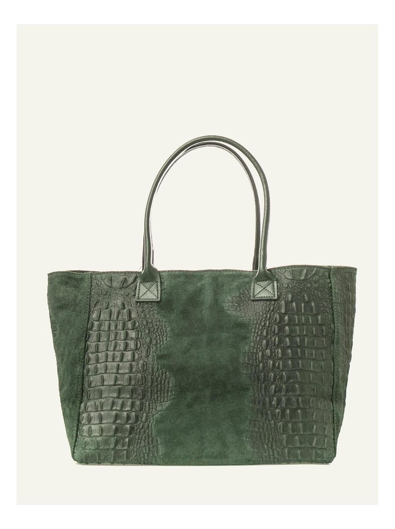 Sac cabas cuir croco DL-ALICE Vert - Kiabi