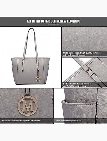 Sac cabas cuir pu imperméable longues anses 35x15x28 cm - miss lulu