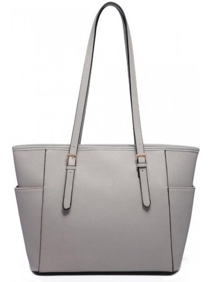Sac cabas cuir pu imperméable longues anses 35x15x28 cm - miss lulu Gris - Kiabi