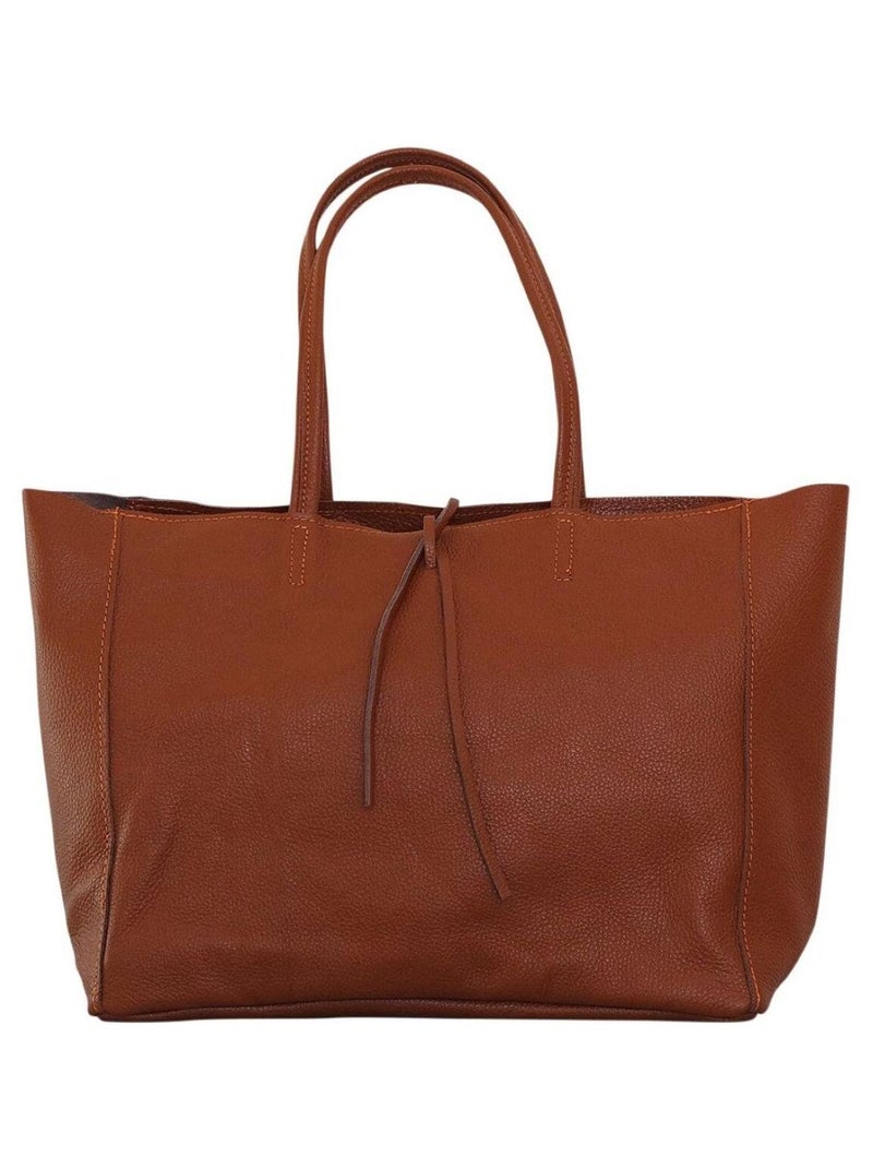 Sac cabas cuir SMART Camel - Kiabi