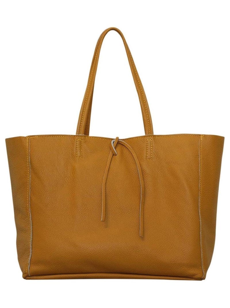 Sac cabas cuir SMART Jaune moutarde - Kiabi