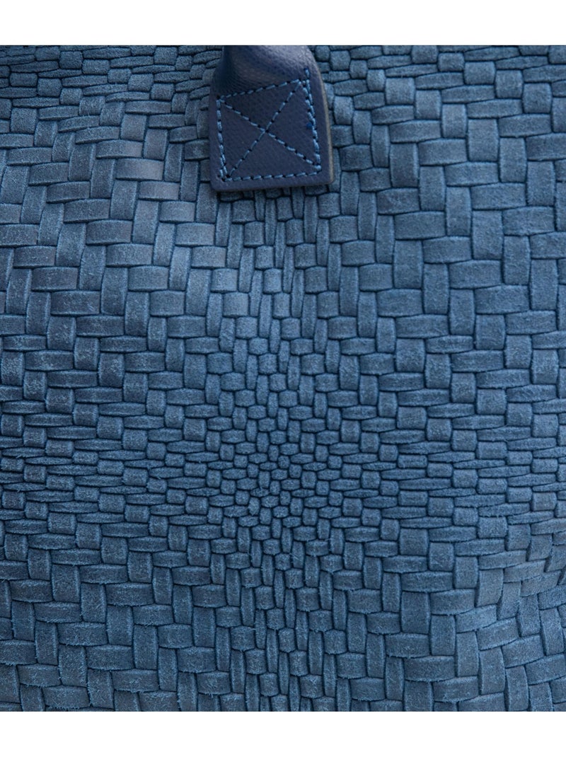 Sac cabas cuir tressé DL-HELENE Bleu - Kiabi