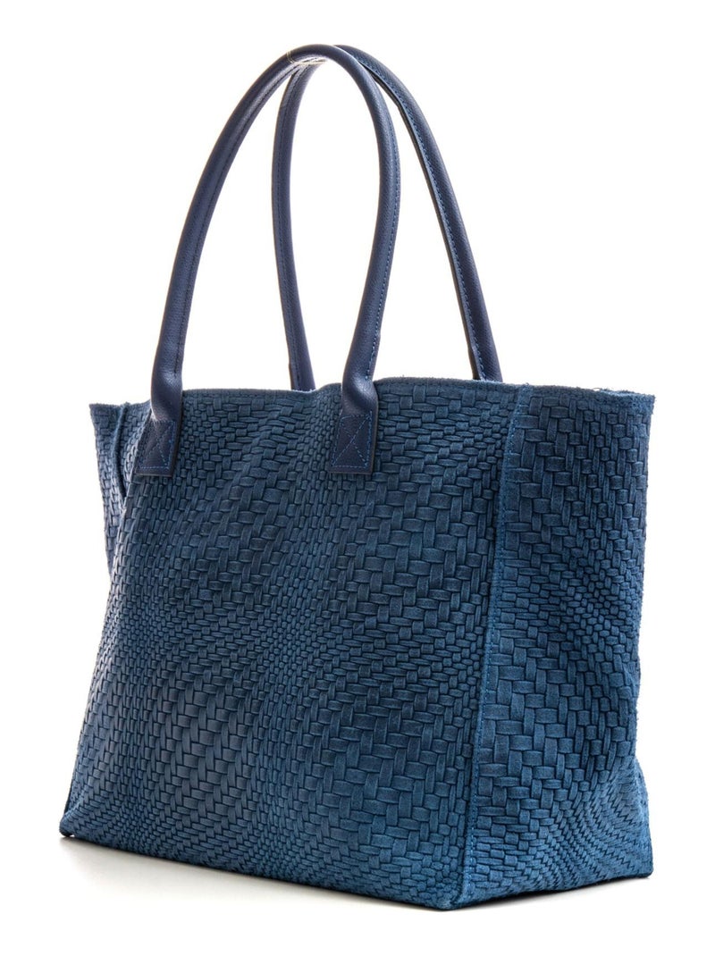 Sac cabas cuir tressé DL-HELENE Bleu - Kiabi