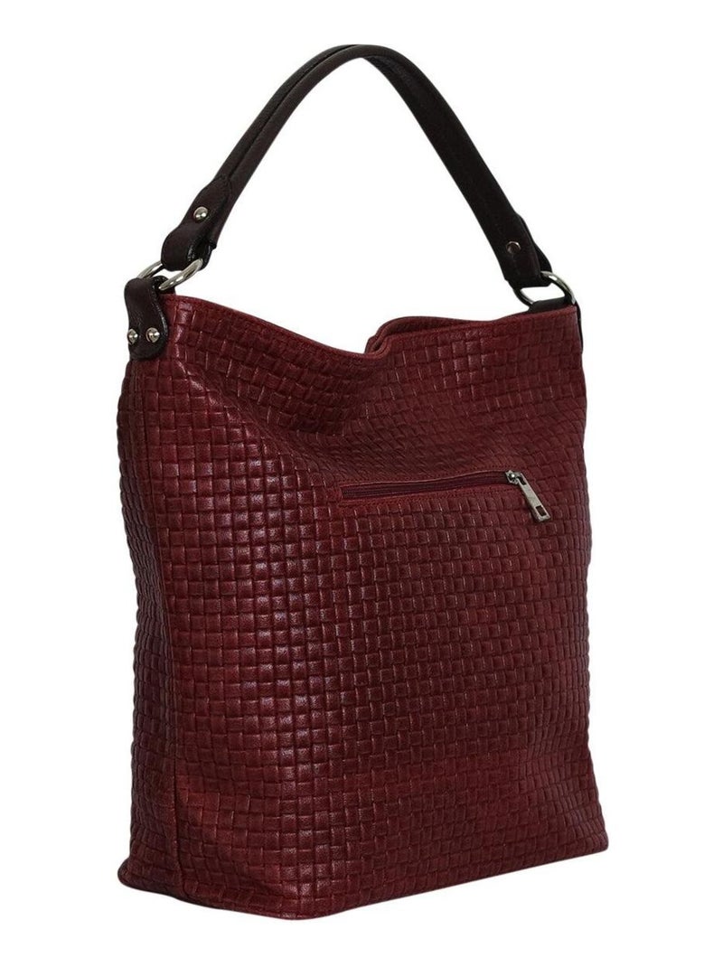 Sac cabas cuir tressé italien JINA Bordeaux - Kiabi