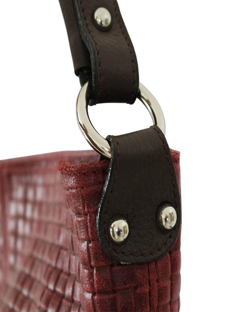 Sac cabas cuir tressé italien JINA Bordeaux - Kiabi