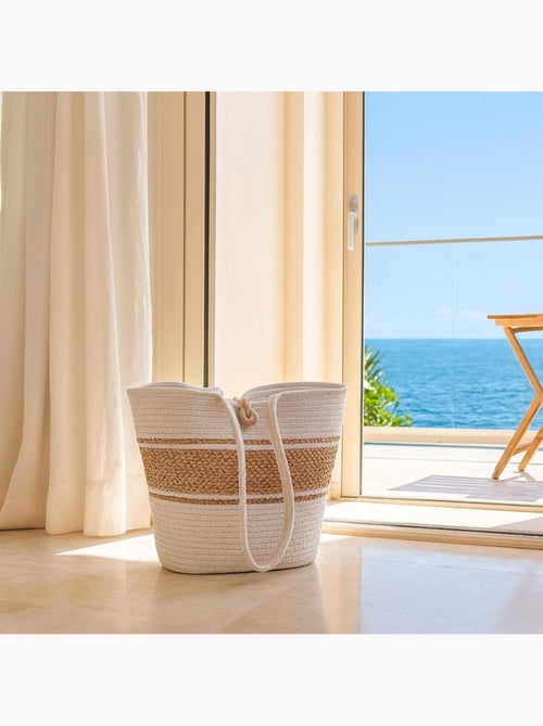 Sac cabas en fibres naturelles et coton - Kiabi