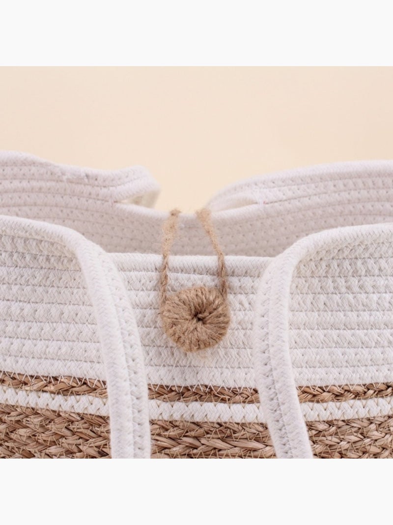 Sac cabas en fibres naturelles et coton Blanc - Kiabi