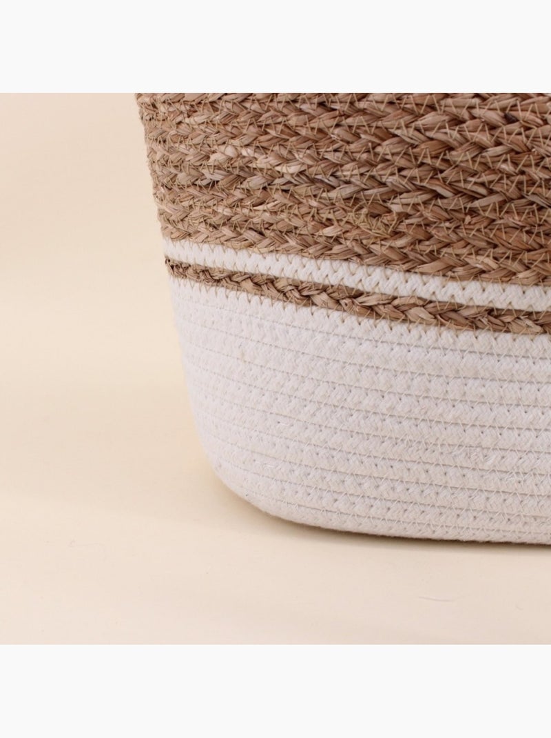 Sac cabas en fibres naturelles et coton Blanc - Kiabi