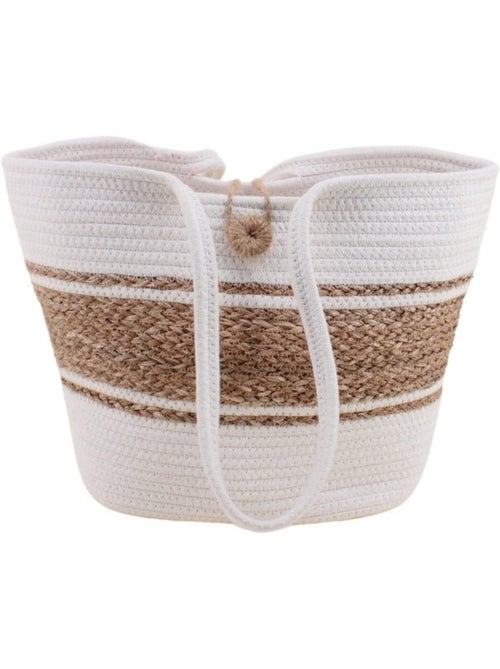 Sac cabas en fibres naturelles et coton - Kiabi