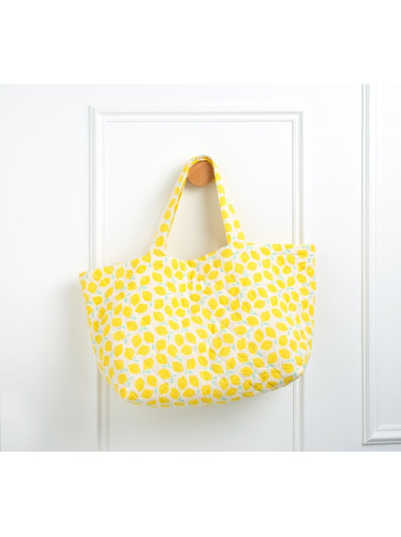 Sac cabas en gaze de coton matelassé imprimé - SAUTHON Jaune - Kiabi