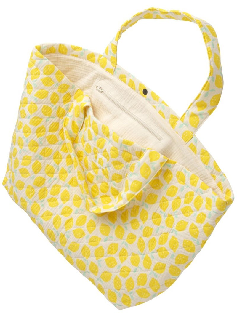 Sac cabas en gaze de coton matelassé imprimé - SAUTHON Jaune - Kiabi