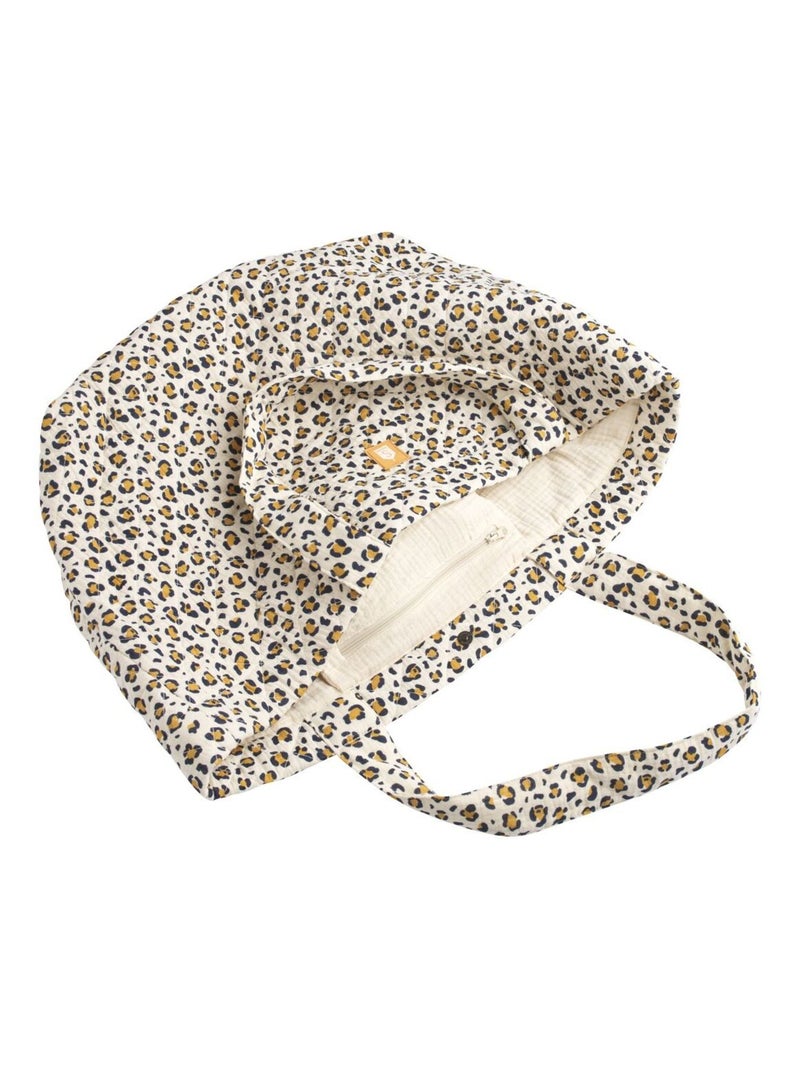 Sac cabas en gaze de coton matelassé imprimé Léopard - SAUTHON Ecru - Kiabi