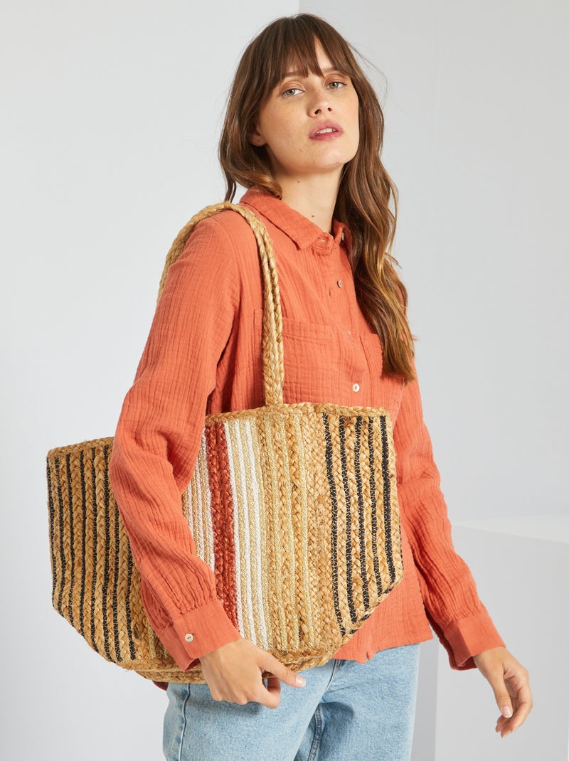 Sac cabas en jute Doré - Kiabi