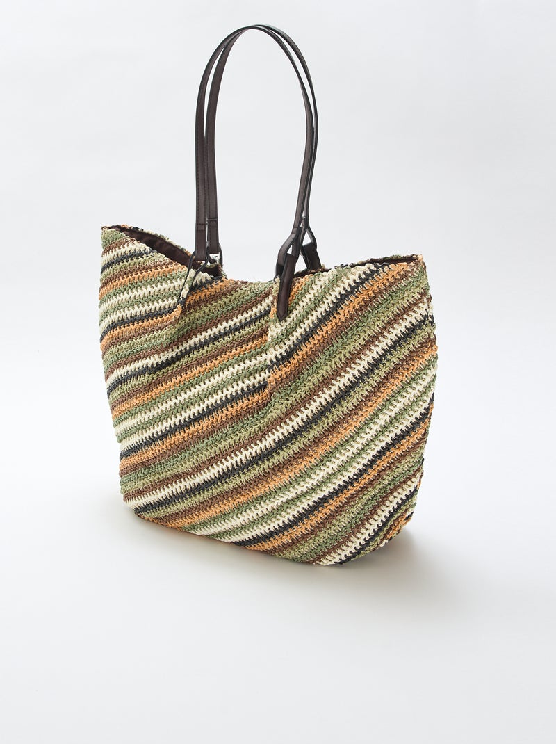 Sac cabas en paille Vert - Kiabi